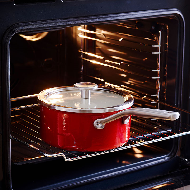 Steel Core Enamel Saucepan 16cm, Empire Red