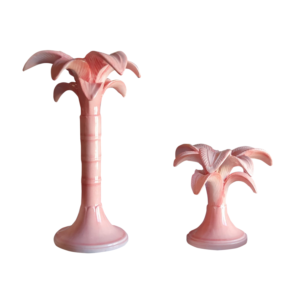 Palm Candlestick H25cm, Pink