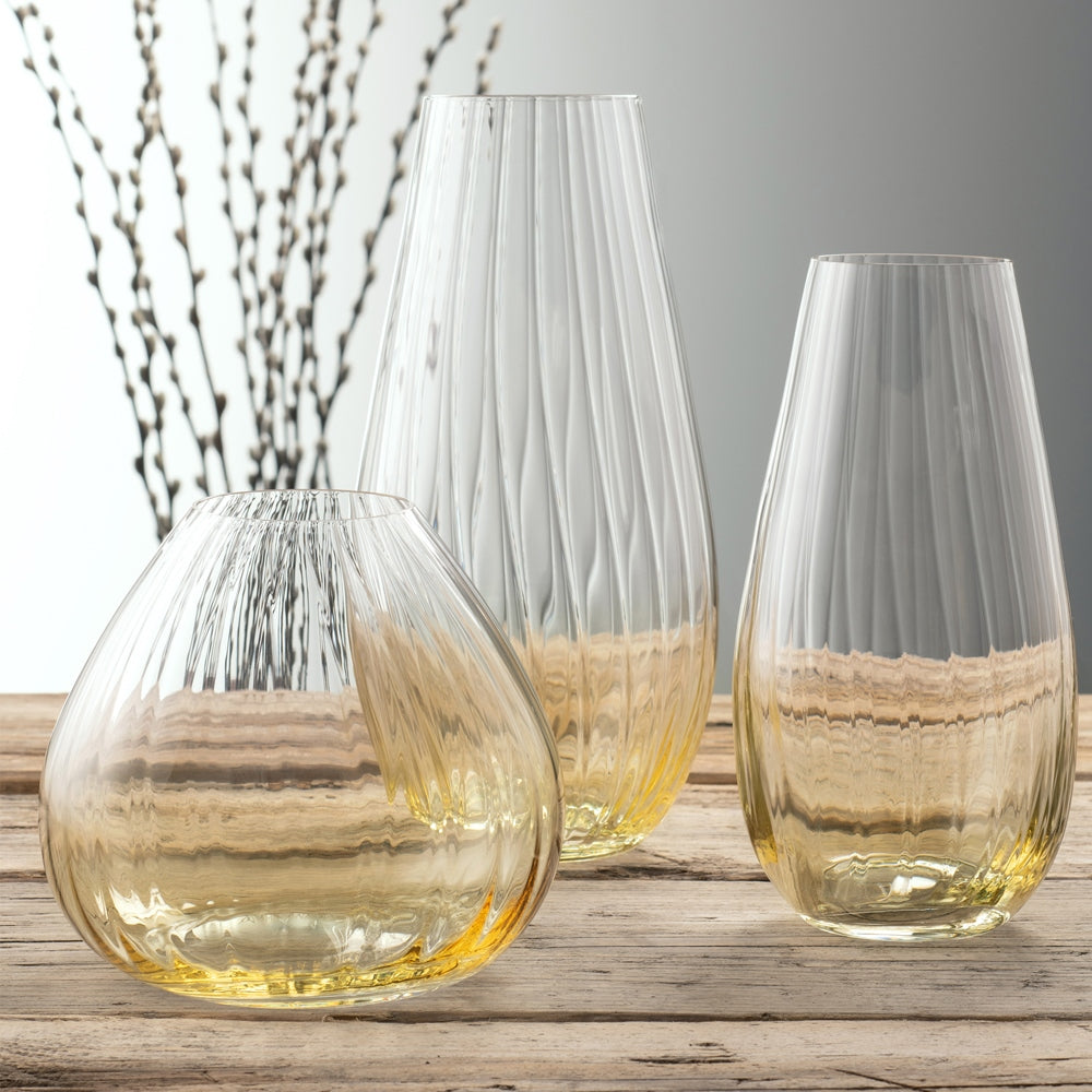Galway Crystal Erne 12 Vase Amber