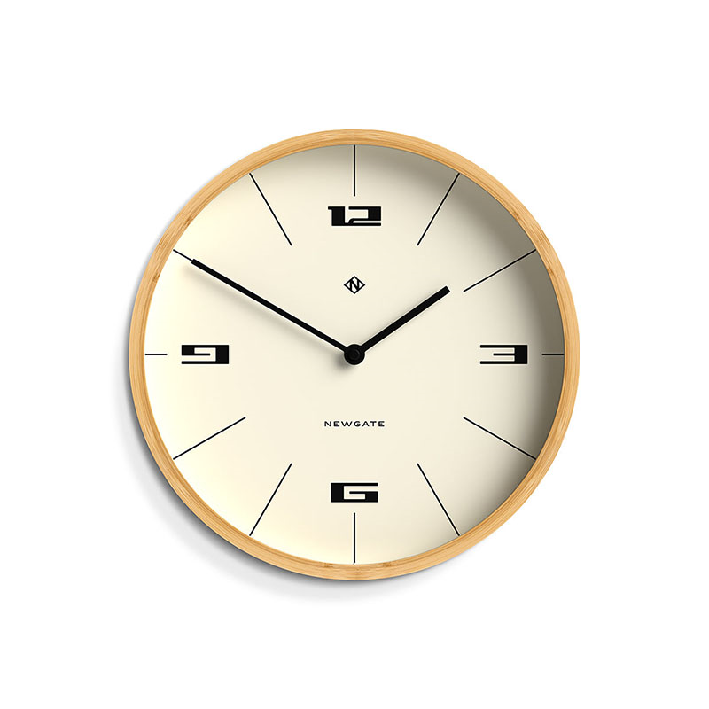 Bali Wall Clock Hovercraft Dial 30cm, Light Bamboo