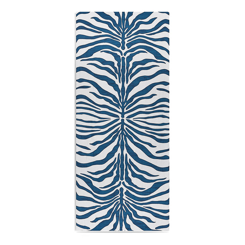 Zebra Linen Tablecloth 250cm x 165cm, Petrol Blue