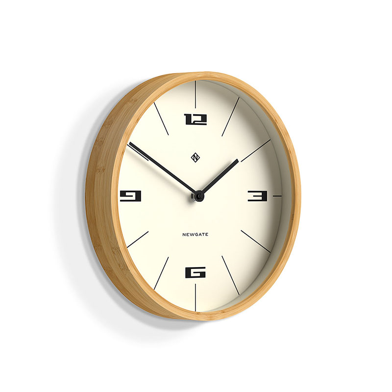 Bali Wall Clock Hovercraft Dial 30cm, Light Bamboo