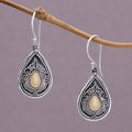 Sterling Silver and 18k Gold Plated Earrings - Dewdrop Leaves