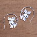 Leaf-Shaped Sterling Silver Drop Earrings from Bali - Leafy Canopy