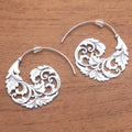 Sterling Silver Vine Half-Hoop Earrings from Bali - Garden Waves