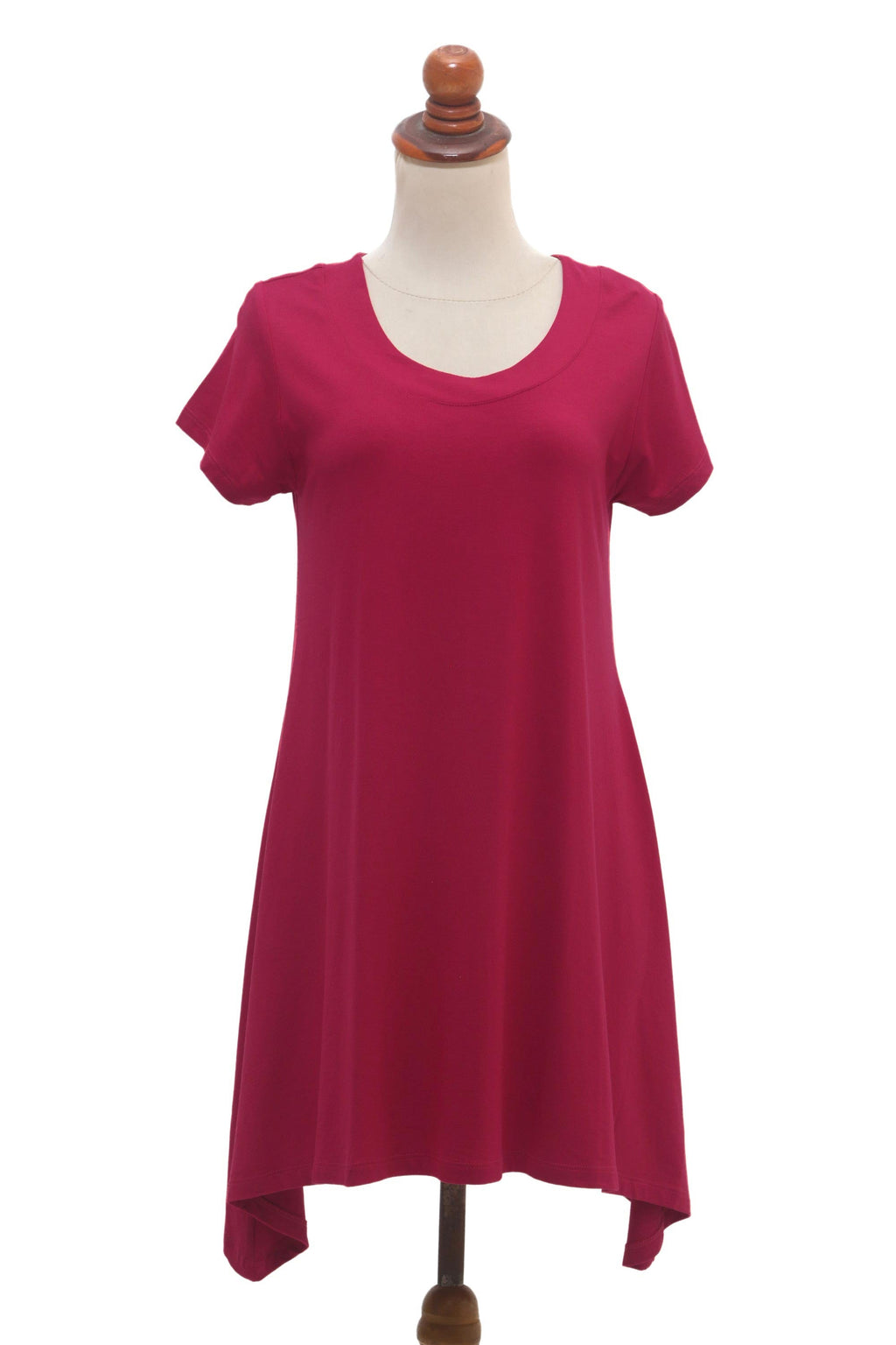 Short Sleeve Modal Long Tunic from Bali - Blooming Orchid