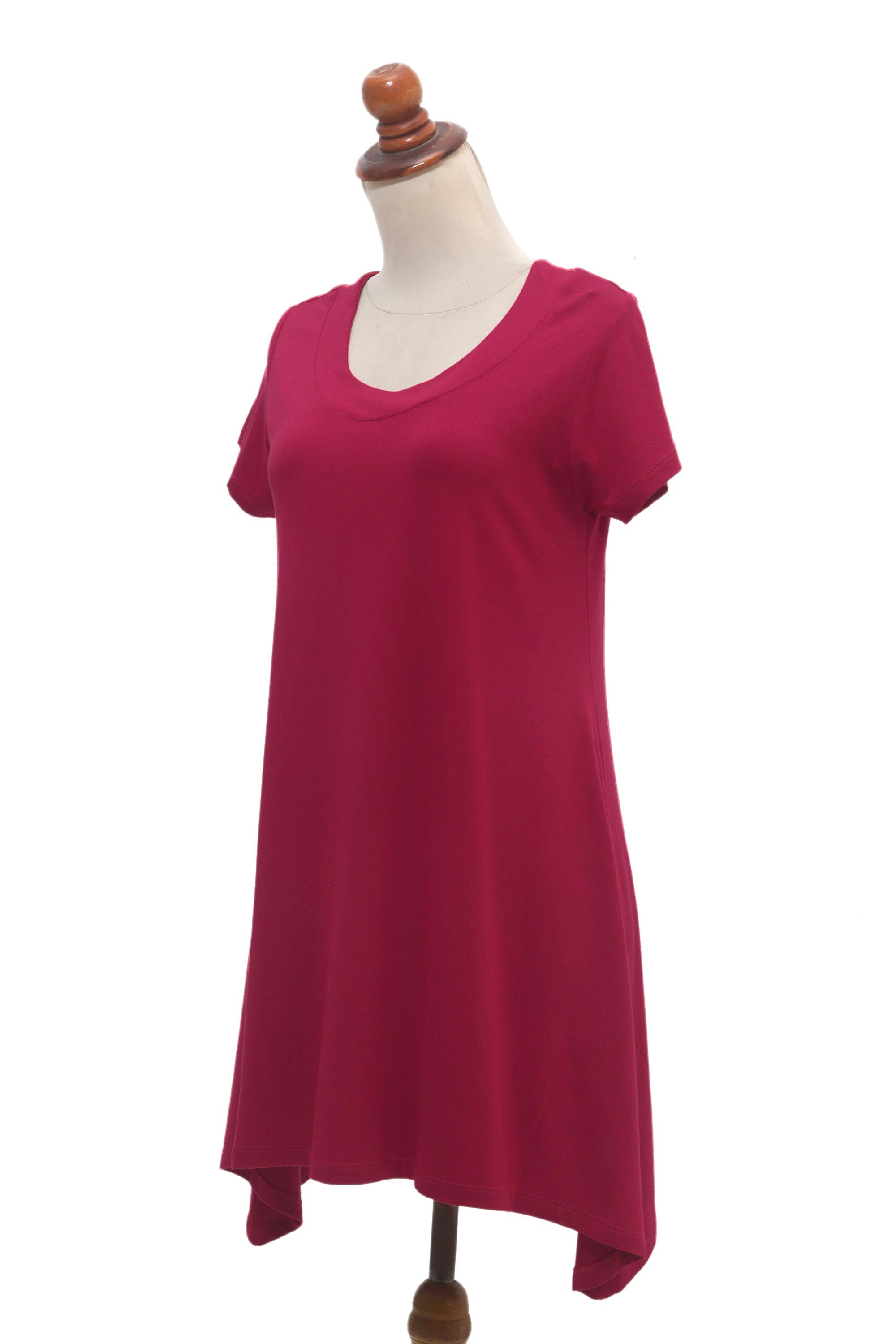 Short Sleeve Modal Long Tunic from Bali - Blooming Orchid