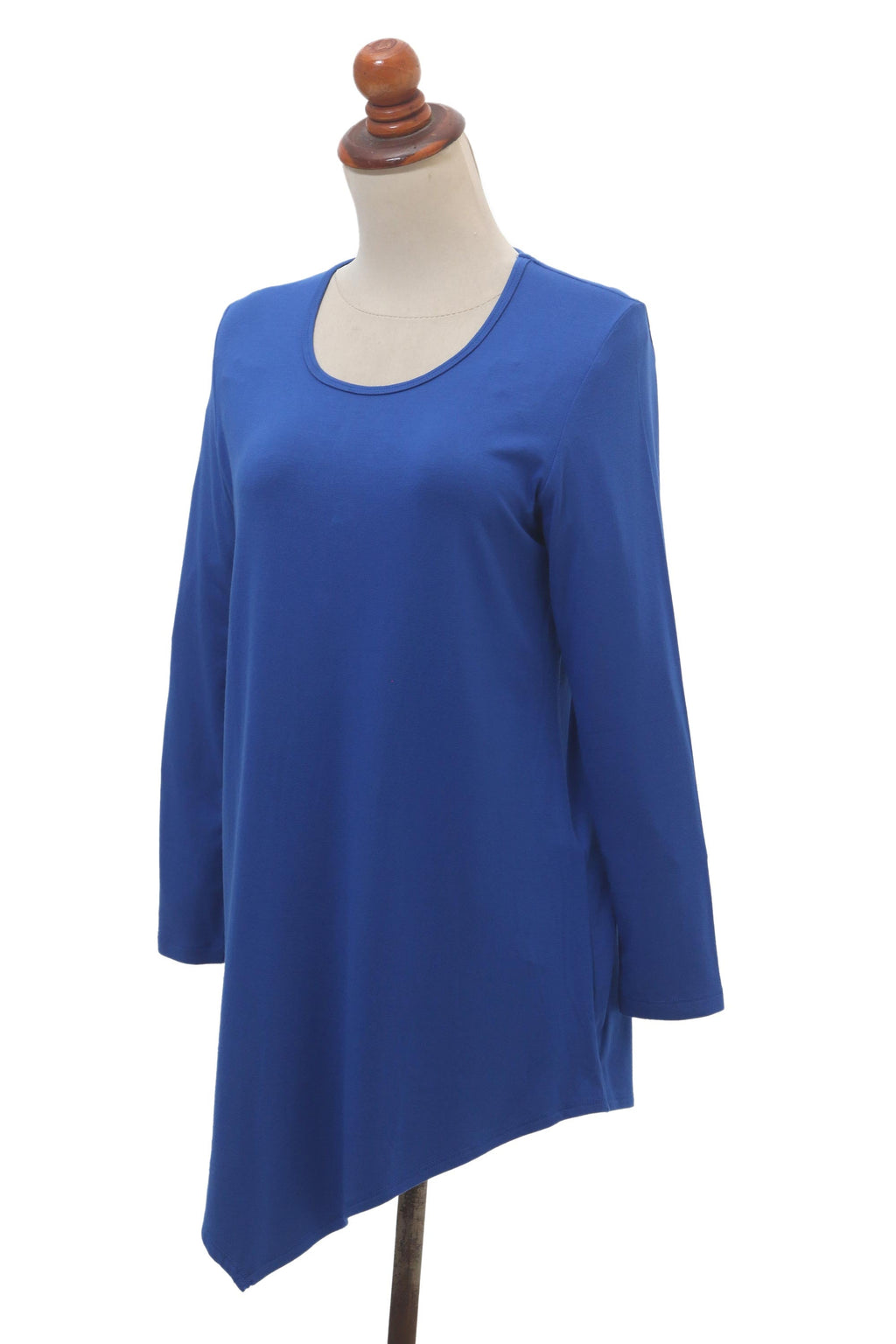Hand Crafted Asymmetrical Blue Modal Top - Tulip