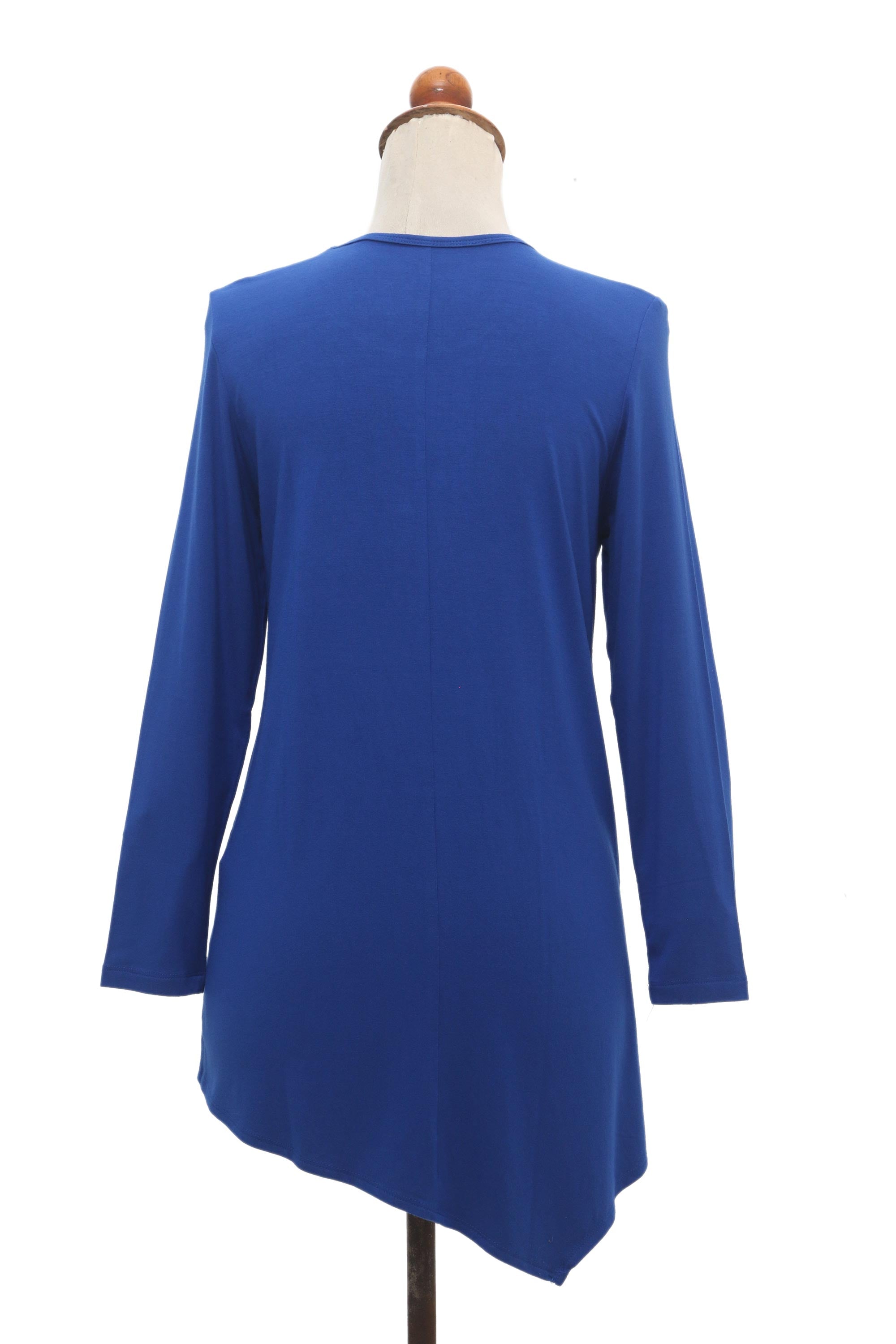 Hand Crafted Asymmetrical Blue Modal Top - Tulip