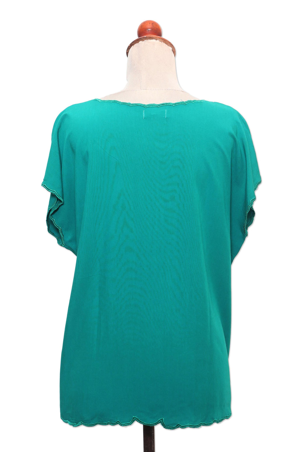 Green Short-Sleeved Rayon Blouse - Timeless Tee in Green