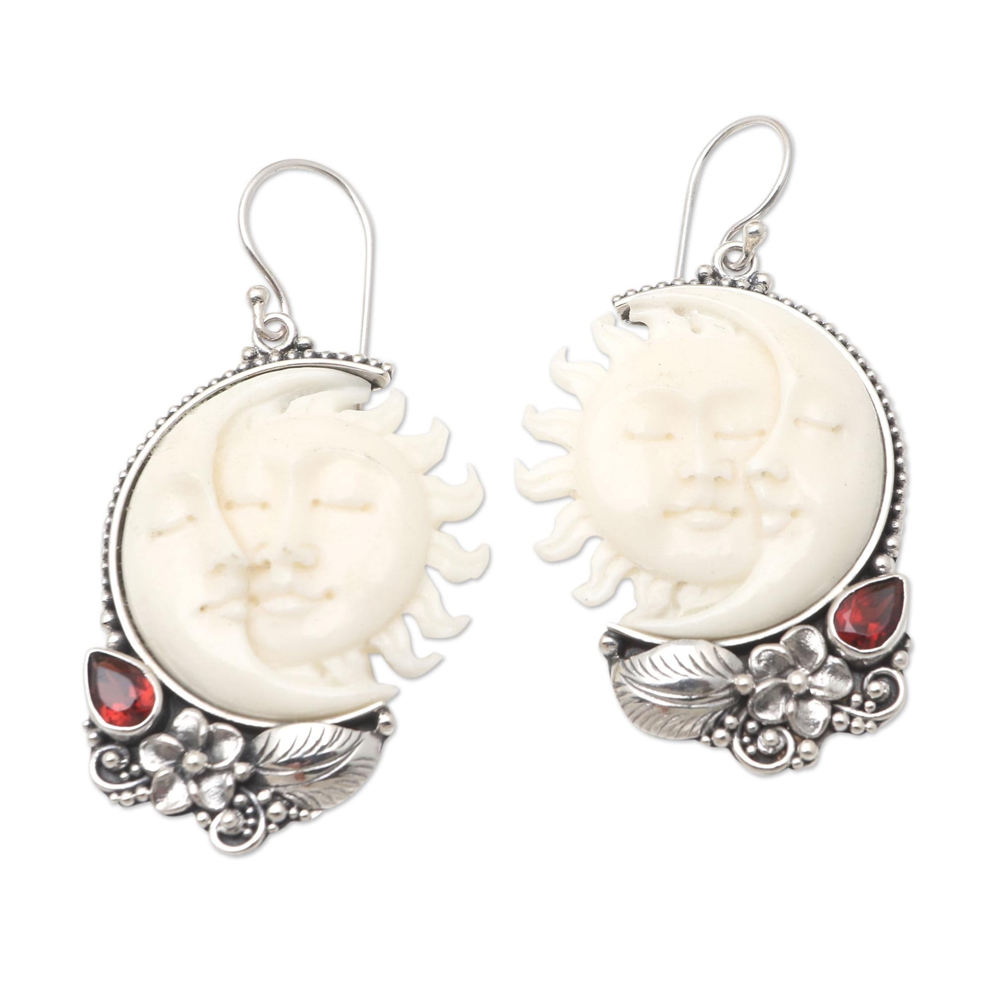 Hand Crafted Sun and Moon Dangle Earrings - Celestial Siblings