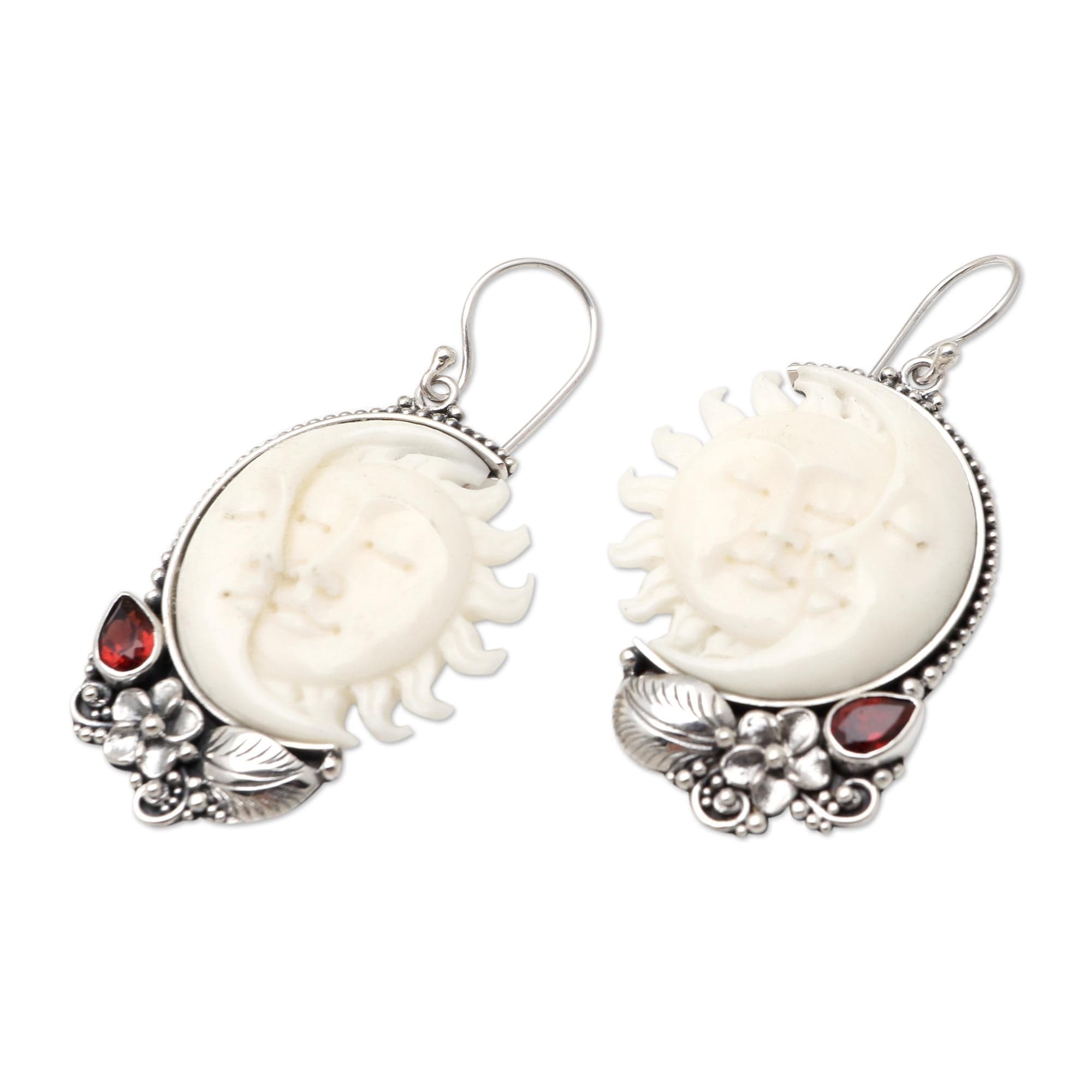 Hand Crafted Sun and Moon Dangle Earrings - Celestial Siblings