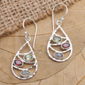 Hand Made Peridot and Garnet Dangle Earrings - Rainbow Skyline