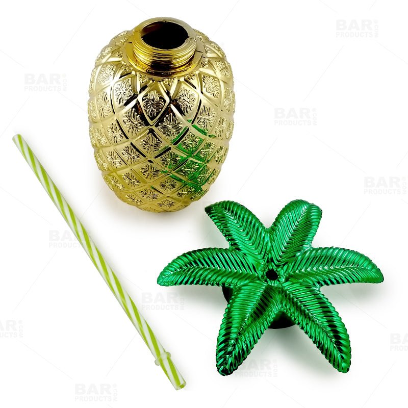 BarConic® Gold Pineapple Cup w/Lid and Straw - 24oz